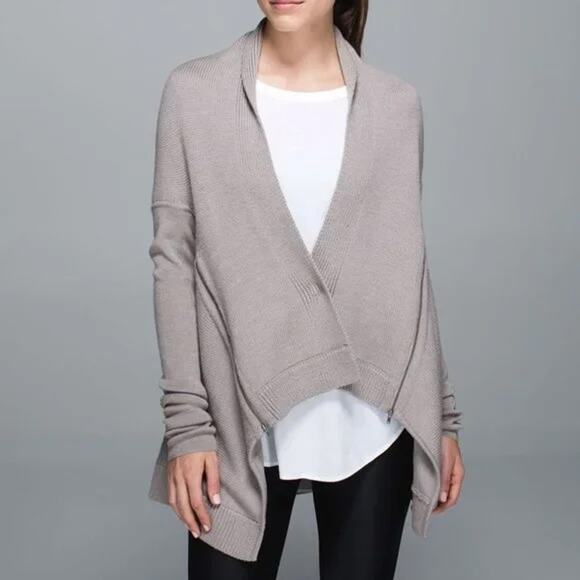 Lululemon Wrap It Up Sweater Heather stormy grey 6 S - Picture 1 of 8